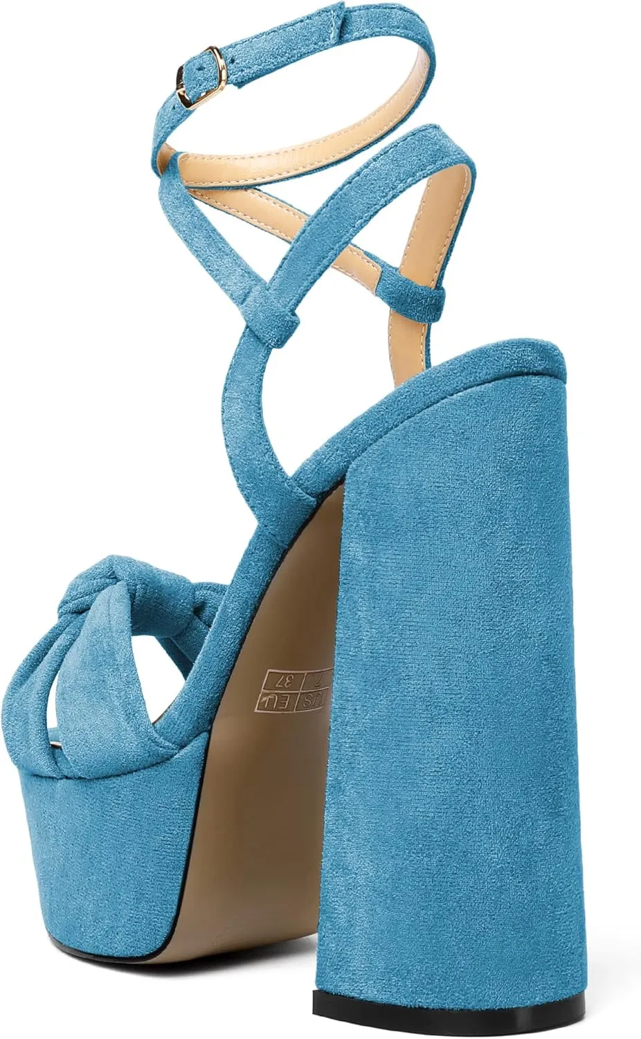 Soireelady Women's Platform Sandals Chunky High Heels Open Toe Crisscross Strap Heeled Sandals Dressy Heels for Party Evening and Nightclub