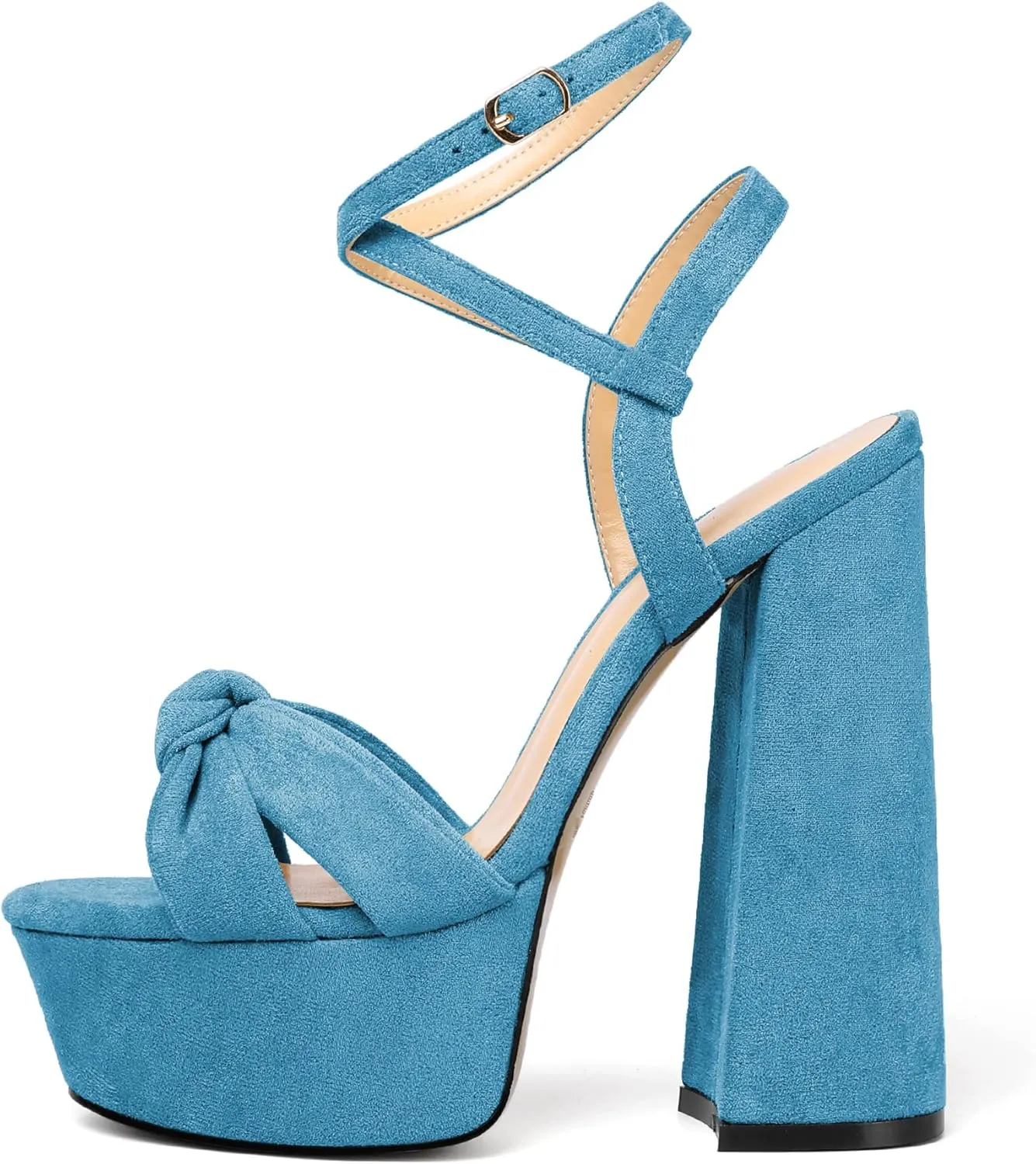 Soireelady Women's Platform Sandals Chunky High Heels Open Toe Crisscross Strap Heeled Sandals Dressy Heels for Party Evening and Nightclub