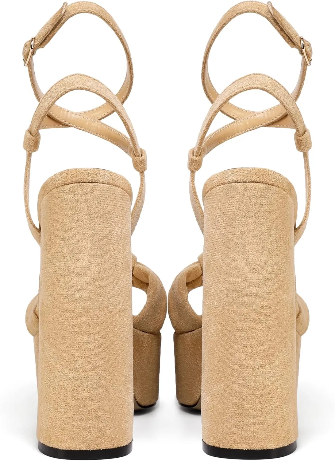 Soireelady Women's Platform Sandals Chunky High Heels Open Toe Crisscross Strap Heeled Sandals Dressy Heels for Party Evening and Nightclub