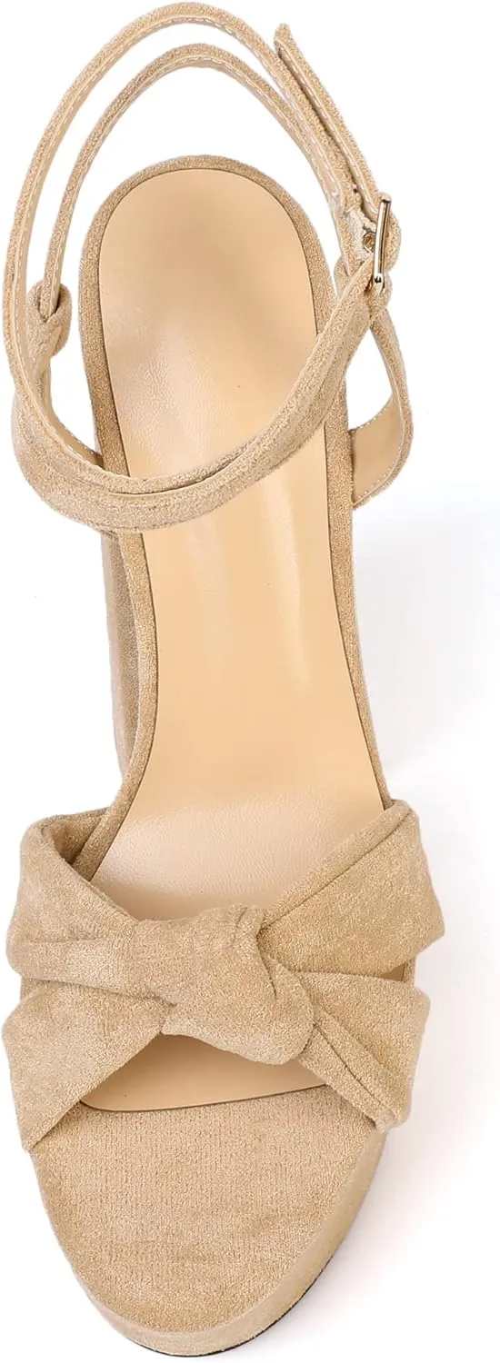 Soireelady Women's Platform Sandals Chunky High Heels Open Toe Crisscross Strap Heeled Sandals Dressy Heels for Party Evening and Nightclub