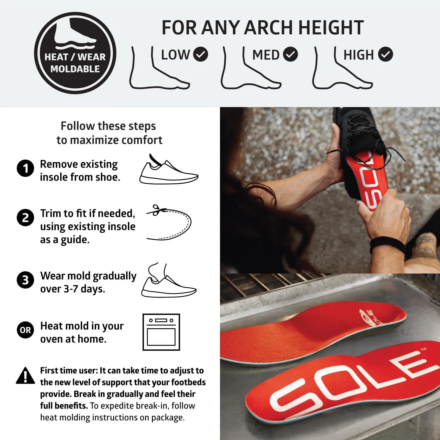 SOLE Active Medium Shoe Insoles - Men's Size 11/Women's Size 13