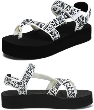Sport Walking Water Sandals for Women with Arch Support & Adjustable Straps Platform Sandals Women Height Increase
