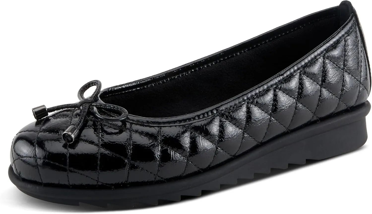 Spring Step Women's BALLEQUINA Flats with Quilted Leather, Bow Detail, and Supportive Wedge