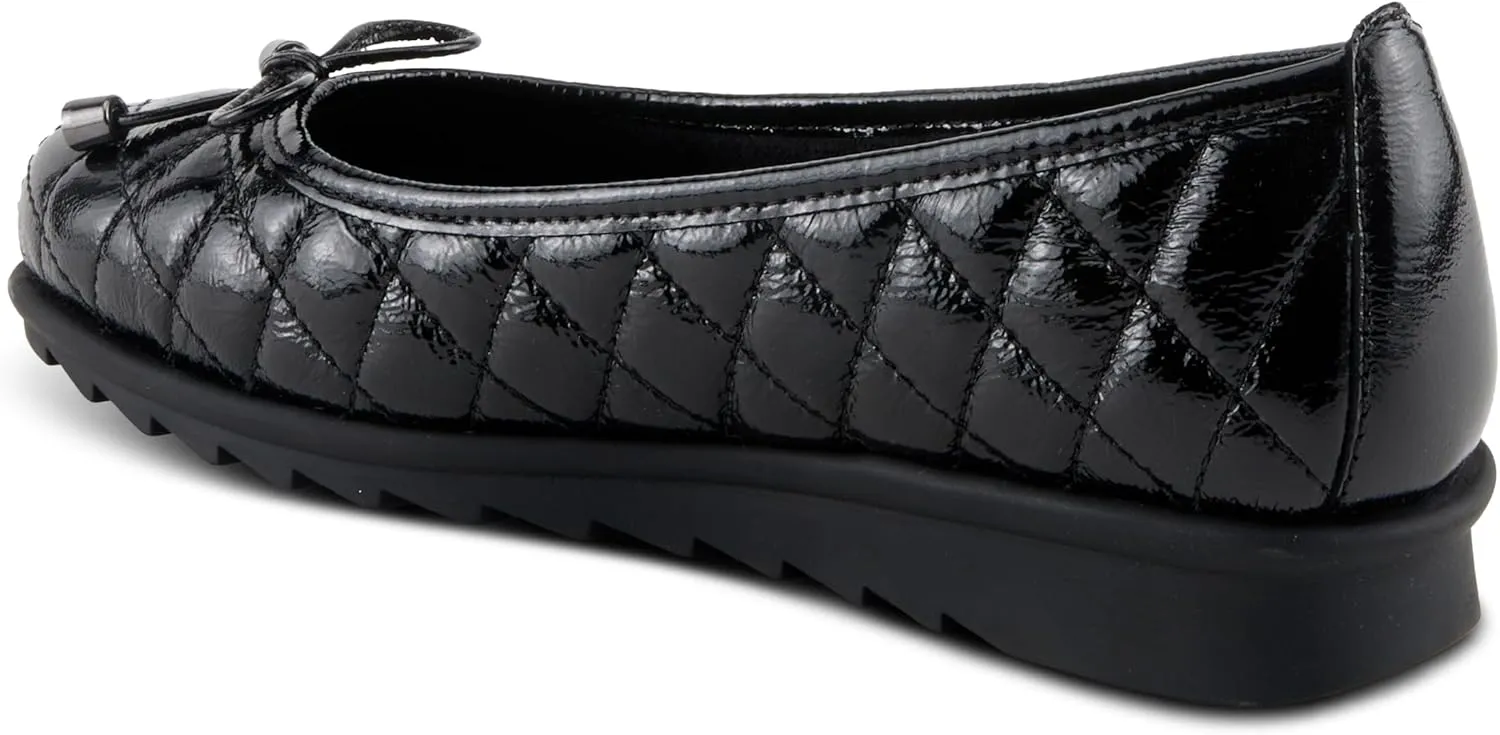 Spring Step Women's BALLEQUINA Flats with Quilted Leather, Bow Detail, and Supportive Wedge