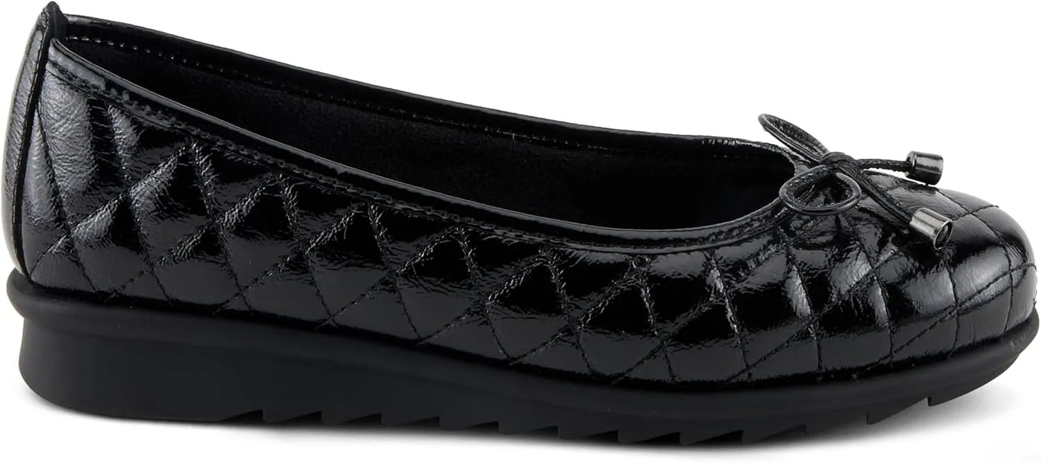 Spring Step Women's BALLEQUINA Flats with Quilted Leather, Bow Detail, and Supportive Wedge