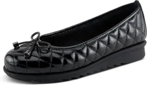 Spring Step Women's BALLEQUINA Flats with Quilted Leather, Bow Detail, and Supportive Wedge