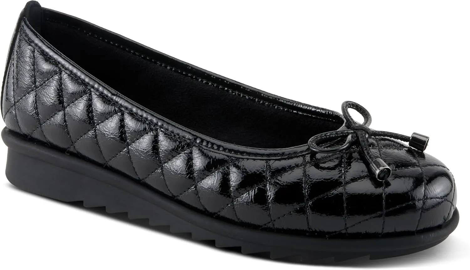 Spring Step Women's BALLEQUINA Flats with Quilted Leather, Bow Detail, and Supportive Wedge