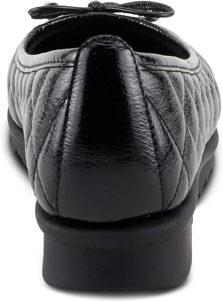 Spring Step Women's BALLEQUINA Flats with Quilted Leather, Bow Detail, and Supportive Wedge