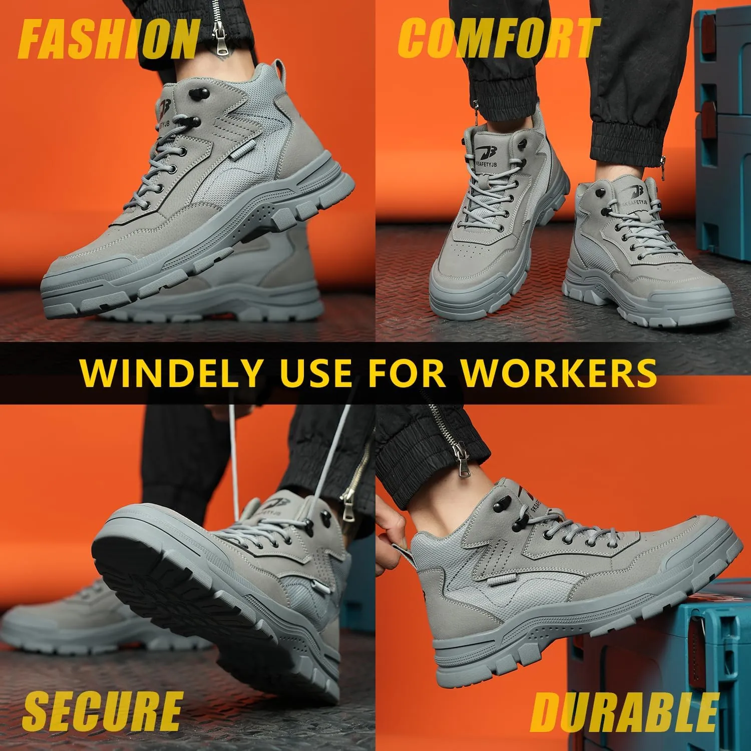 Steel Toe Boots for Men Women Indestructible High Top Steel Toe Work Shoes for Men Lightweight Non Slip Industry Construction Safety Boots