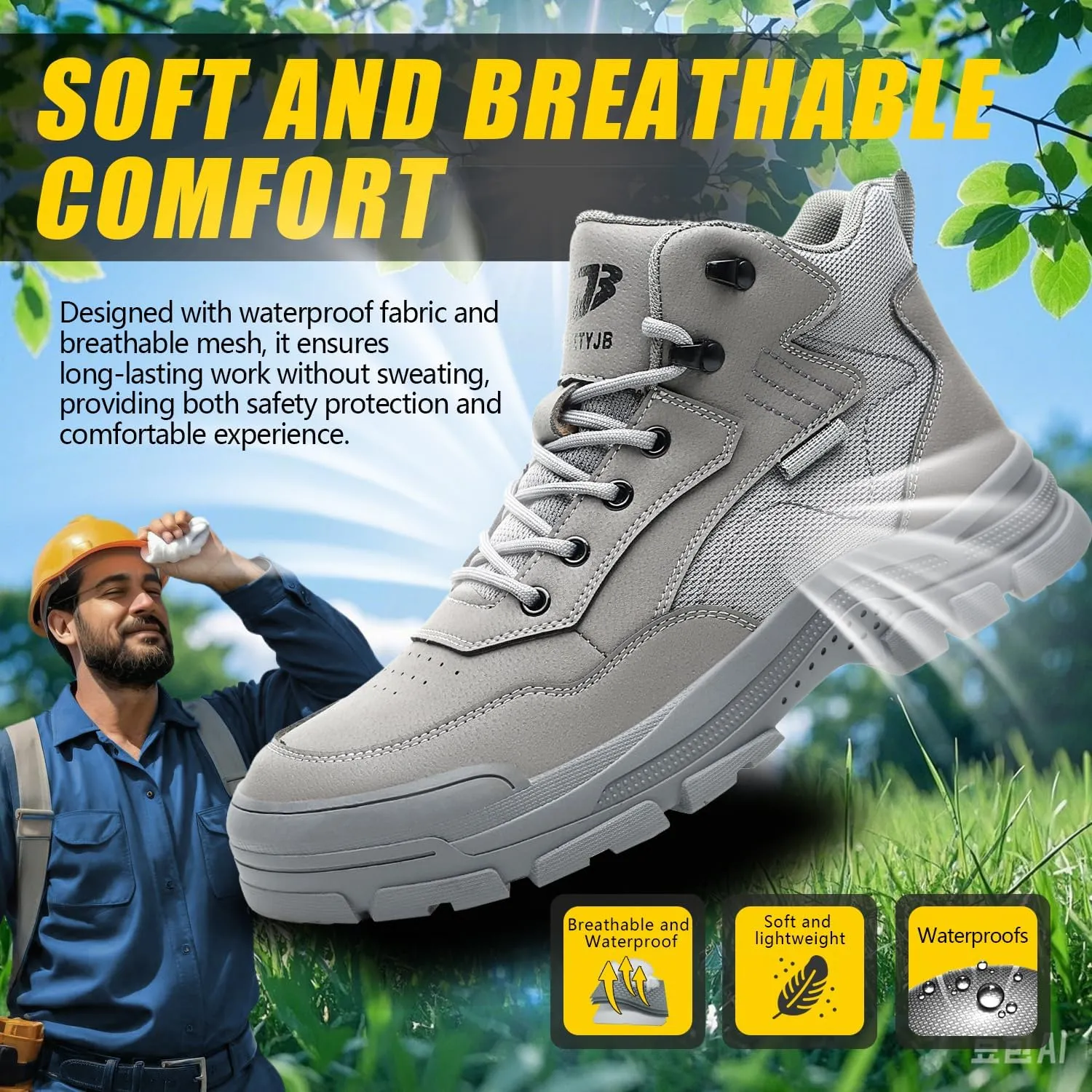 Steel Toe Boots for Men Women Indestructible High Top Steel Toe Work Shoes for Men Lightweight Non Slip Industry Construction Safety Boots