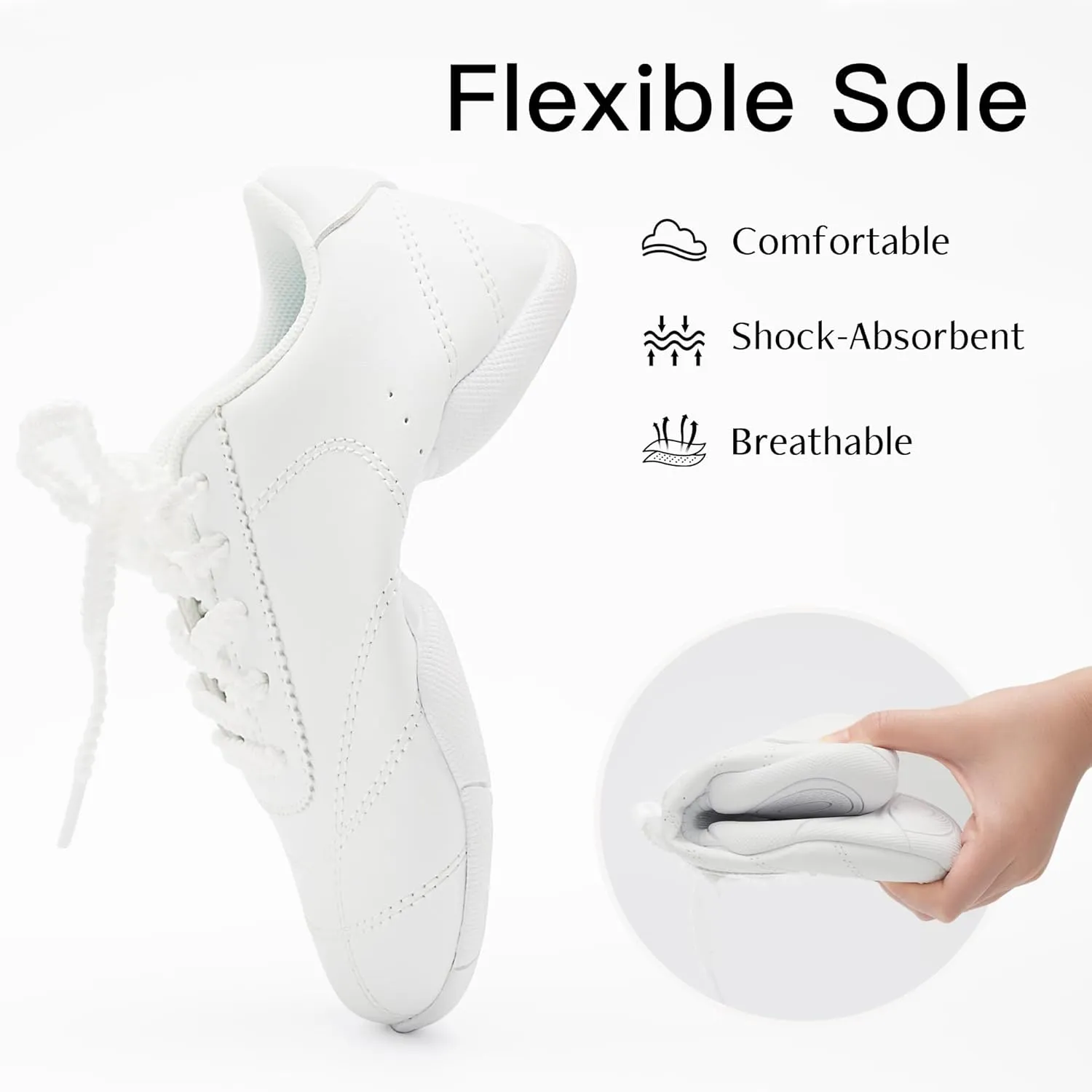 Stelle Cheer Shoes Girls White Cheerleading Dance Shoes Youth Athletic Training Tennis Sneakers for Competition Sport