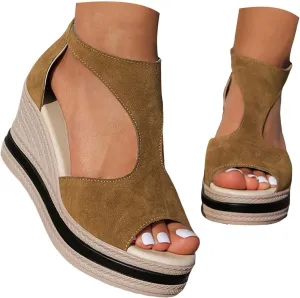Summer Sandals For Women 2025,Women's Orthopedic High Heels Wedge Platform Wedges Womens Dress Sexy Open Toe Back Zipper Fish Mouth Shoes Closure Casual Suede Leather Beach Boho Sandal
