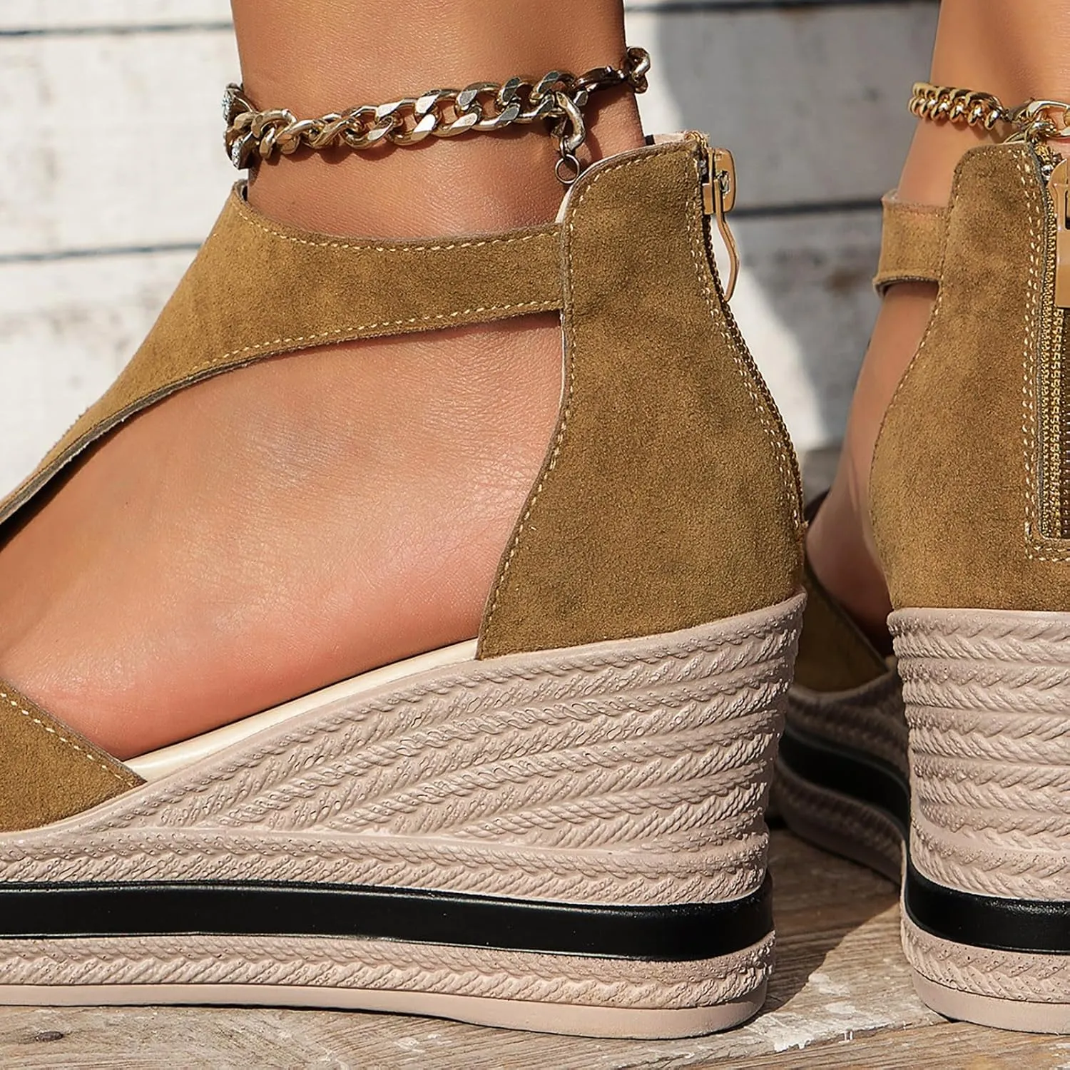 Summer Sandals For Women 2025,Women's Orthopedic High Heels Wedge Platform Wedges Womens Dress Sexy Open Toe Back Zipper Fish Mouth Shoes Closure Casual Suede Leather Beach Boho Sandal
