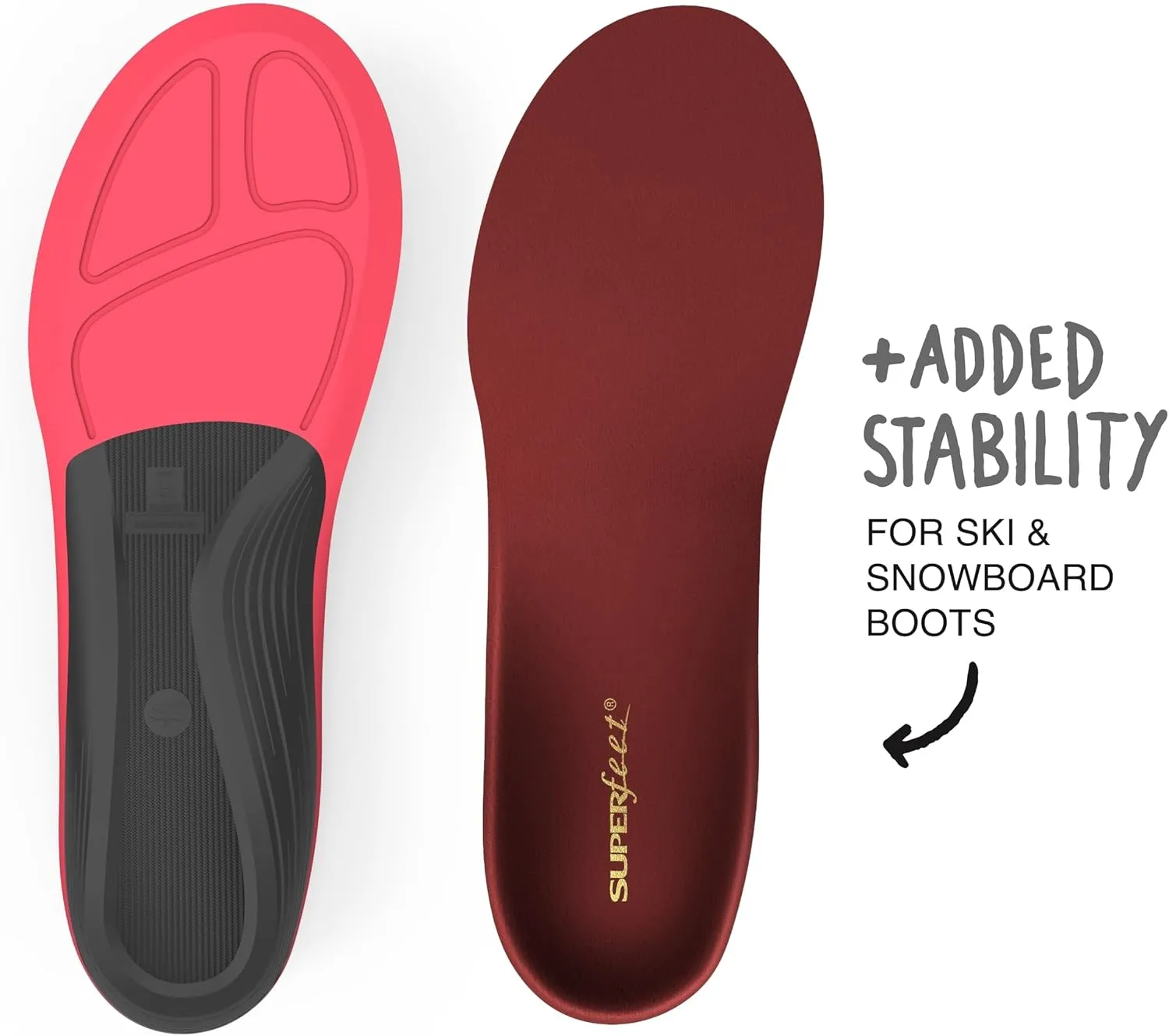 Superfeet Winter Support Insoles - Trim-to-Fit Arch Support Inserts for Ski or Snowboard Boots - Professional Grade - 11.5-13 Men / 12.5-14 Women