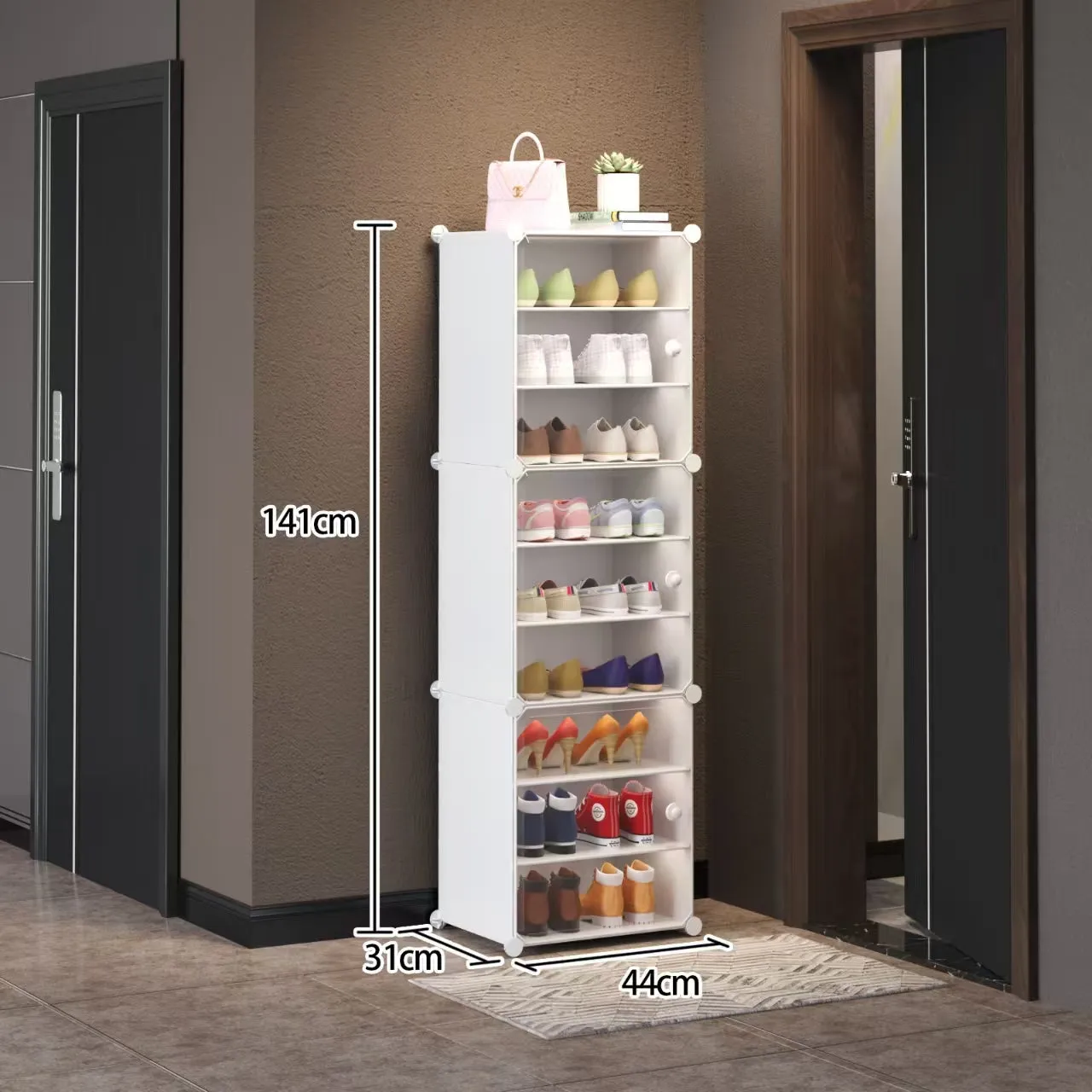 Superior-grade portable shoe 9 Connected organizer portion