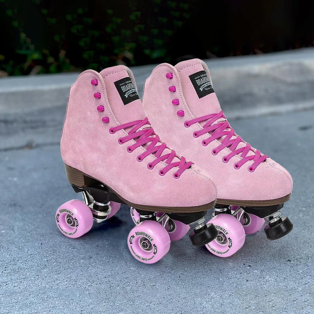 Sure-Grip Boardwalk Unisex Outdoor Roller Skates - Retro Boots with Suede Leather & Rubber - ABEC 3 Bearings & Aluminum Trucks - Boardwalk 82A Outdoor Wheels