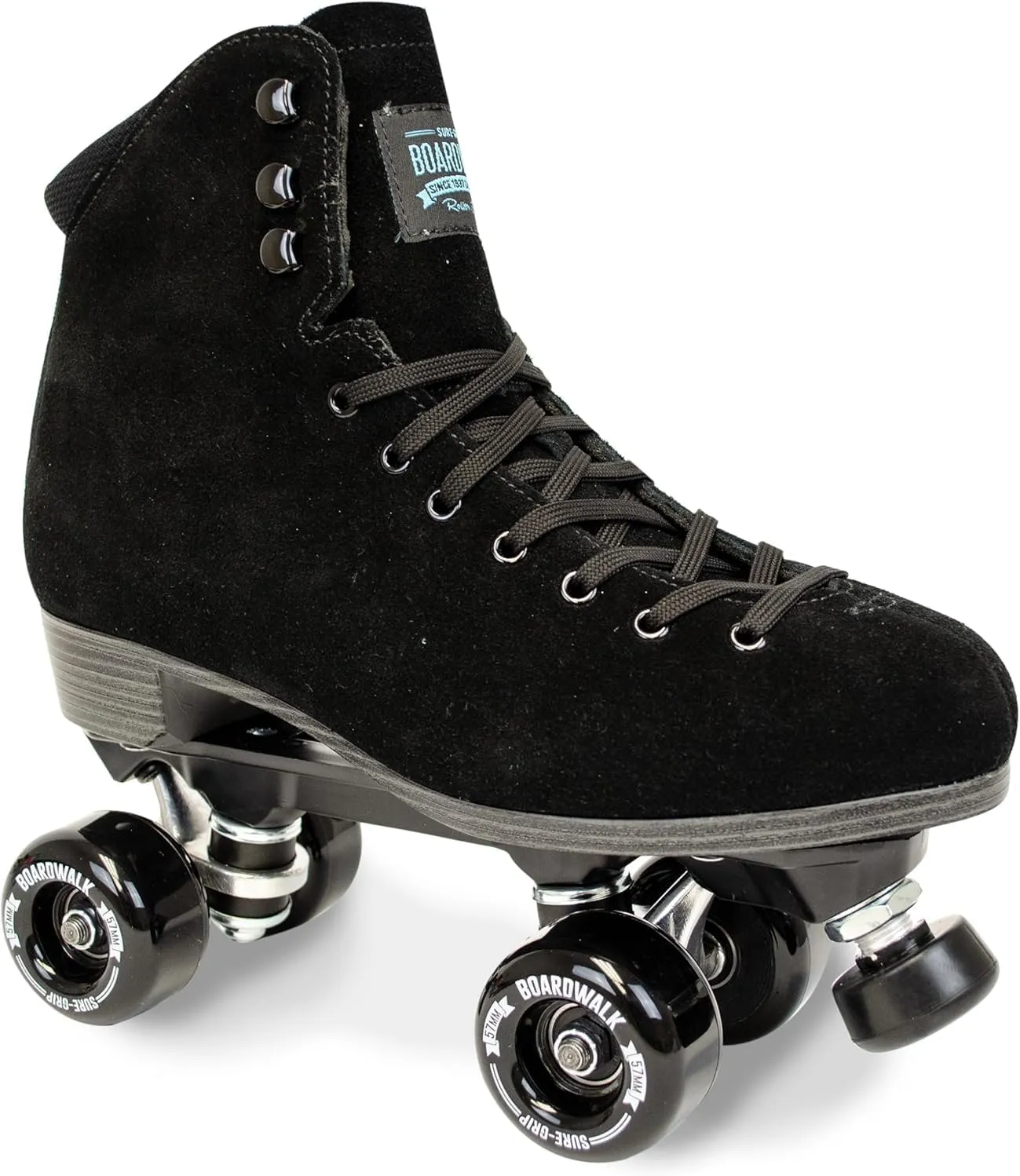 Sure-Grip Boardwalk Unisex Outdoor Roller Skates - Retro Boots with Suede Leather & Rubber - ABEC 3 Bearings & Aluminum Trucks - Boardwalk 82A Outdoor Wheels