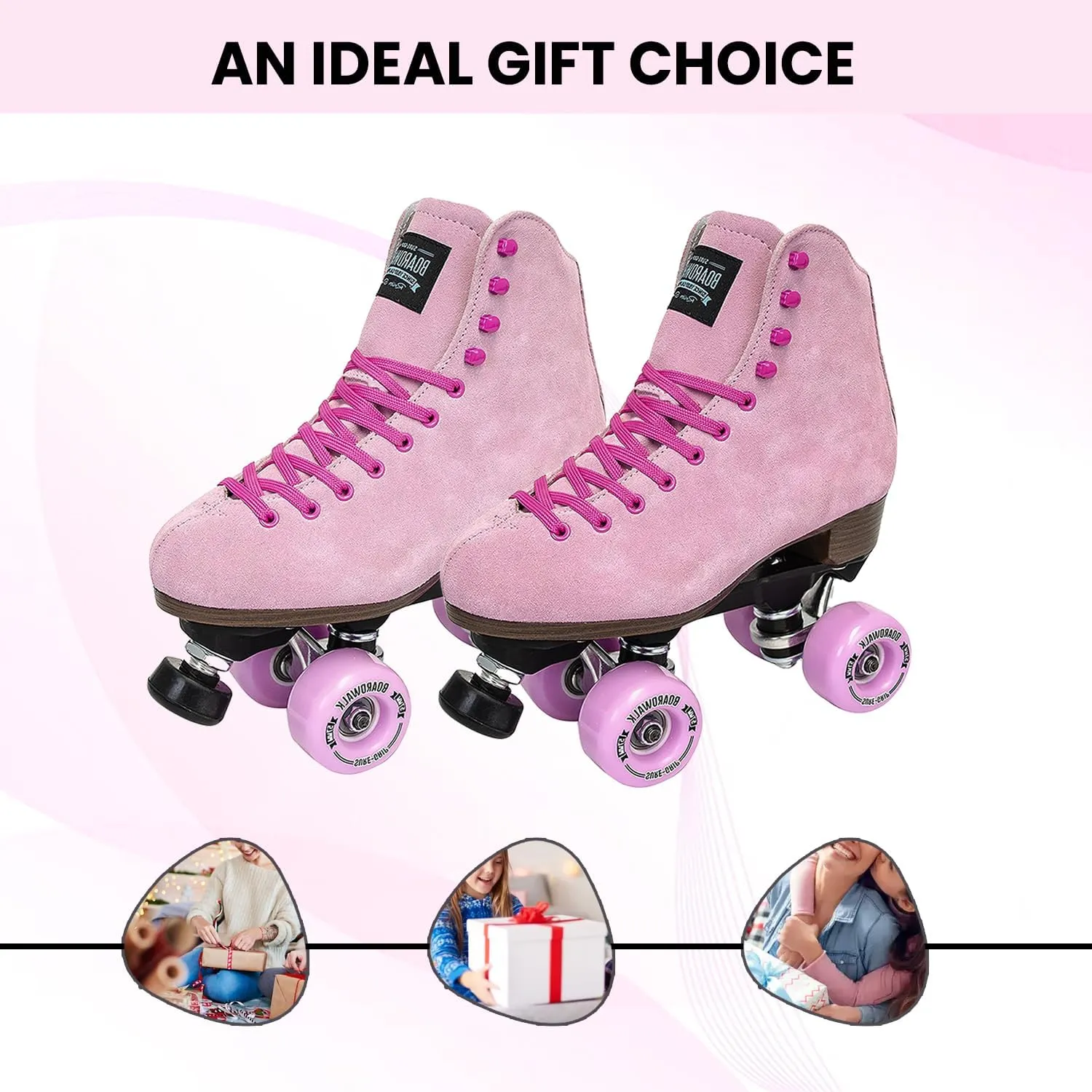 Sure-Grip Boardwalk Unisex Outdoor Roller Skates - Retro Boots with Suede Leather & Rubber - ABEC 3 Bearings & Aluminum Trucks - Boardwalk 82A Outdoor Wheels