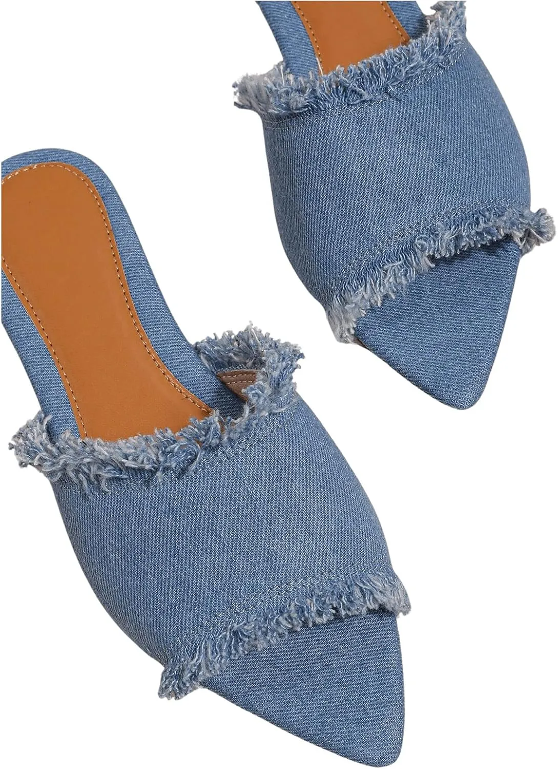 SweatyRocks Women's Mules for Women Raw Trim Open Toe Flats Dressy Work Shoes