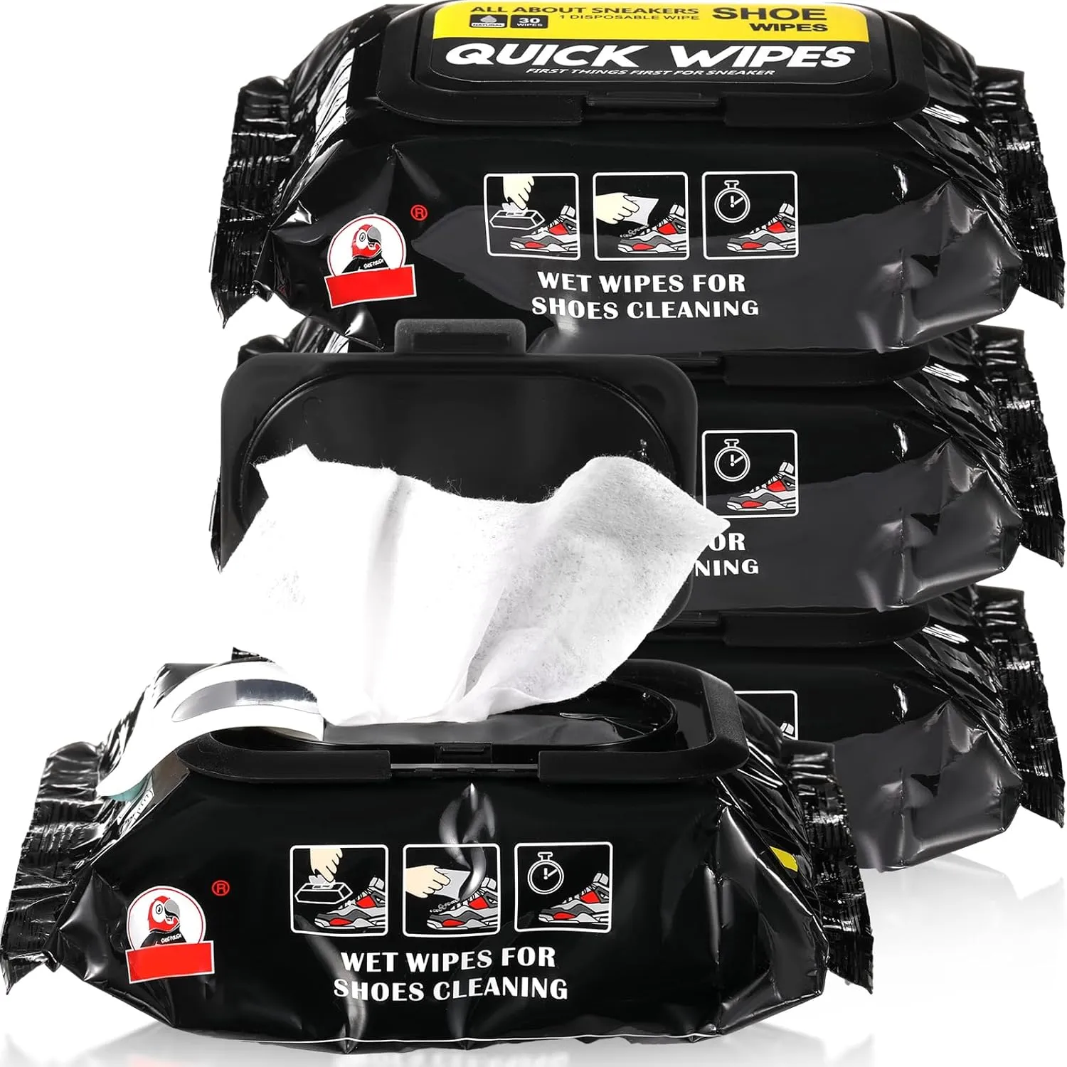Timgle 4 Pack 120 Pcs Shoe Cleaner Wipes Bulk Shoe Sneaker Wipes Cleaner Travel Disposable Shoe Wipes Quick Wipes for Sneakers White Shoe Quick Wipes Sneaker Cleaning Wipes Removes Dirt Stains