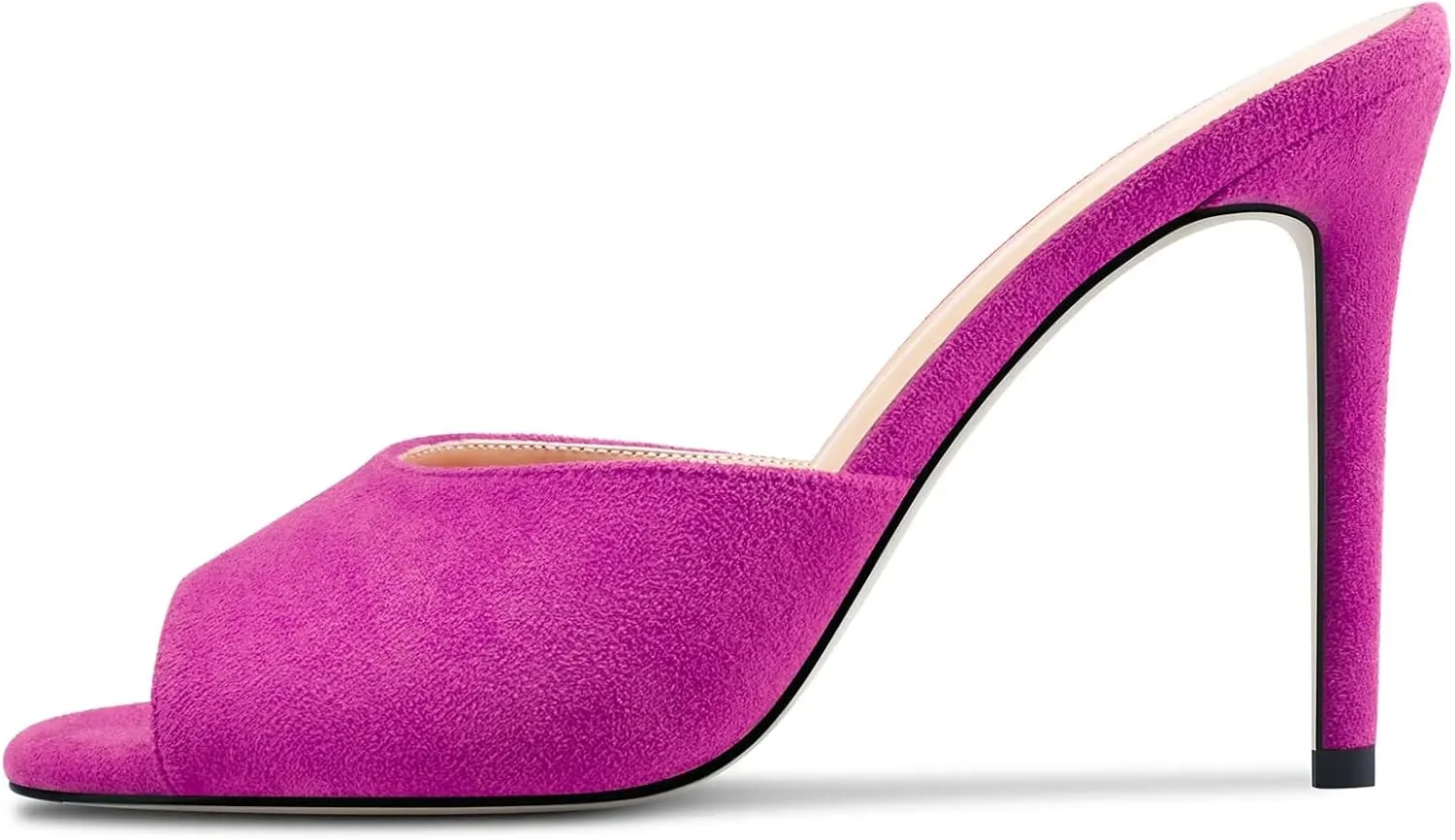 TNYNFBEB Women Stiletto High Heel Peep Open Toe Sandals Slingback Slip-on Wedding Office Cute Basic Classic 3.9 Inches Heels