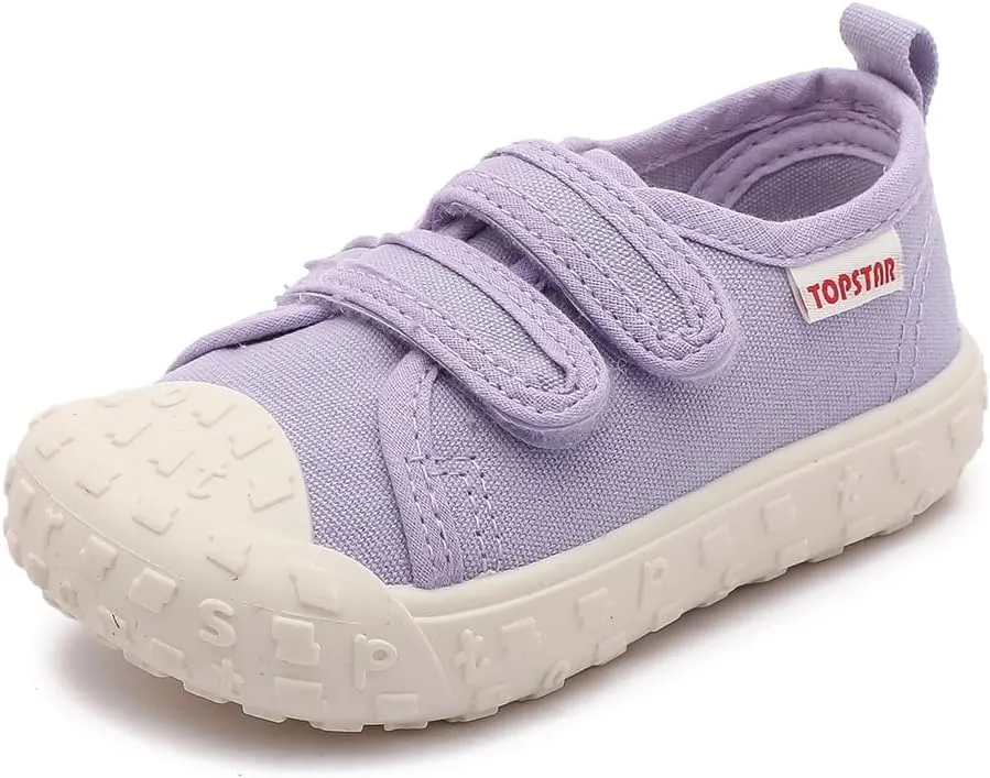 Toddler Canvas Shoes Baby Girls Boys Non-Slip Breathable Sneakers Lightweight Outside Walking Shoes 12 18 21 24 Months