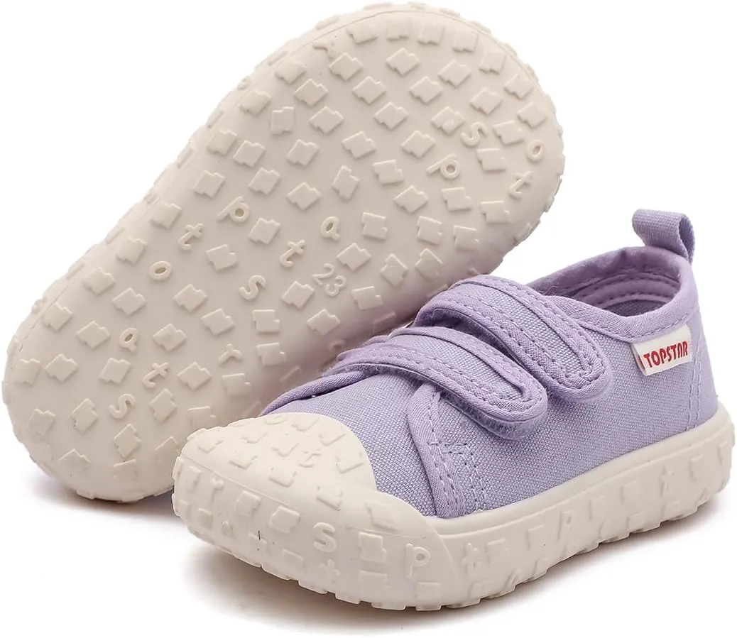 Toddler Canvas Shoes Baby Girls Boys Non-Slip Breathable Sneakers Lightweight Outside Walking Shoes 12 18 21 24 Months