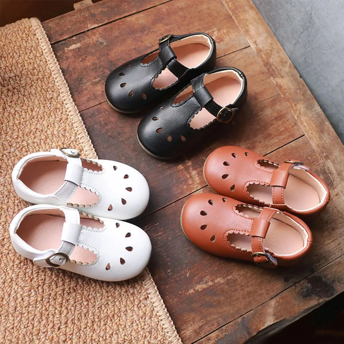 Toddler Girl Dress Shoes Mary Jane Ballerina Flats Party School Shoes Bowknot Wedding Princess Shoes
