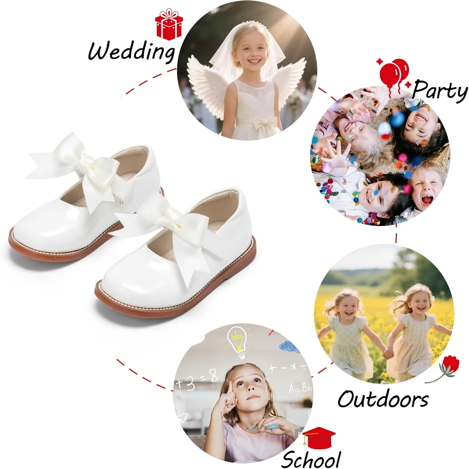 Toddler Girl Mary Jane Dress Shoes-Little Girl School Uniform Shoes for Wedding Party