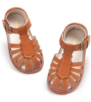 Toddler Little Girl Summer Sandals - Flower Girl Close Toe Dress Shoes Flats Wedding Princess