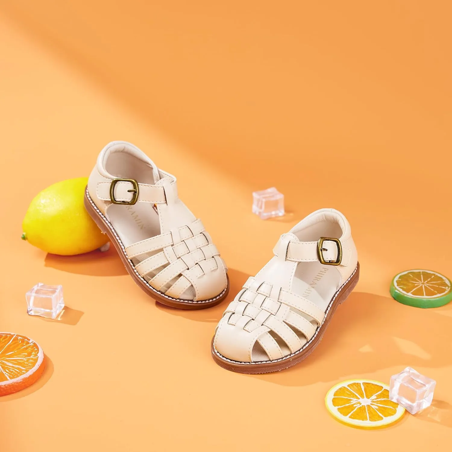 Toddler Little Girl Summer Sandals - Flower Girl Close Toe Dress Shoes Flats Wedding Princess