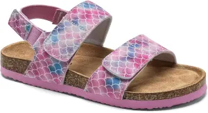 Torotto Girls Boys Sandals with Cork Footbed Adjustable Straps Summer Glitter Slides Sandals Open Toes Flat for Kids Toddler