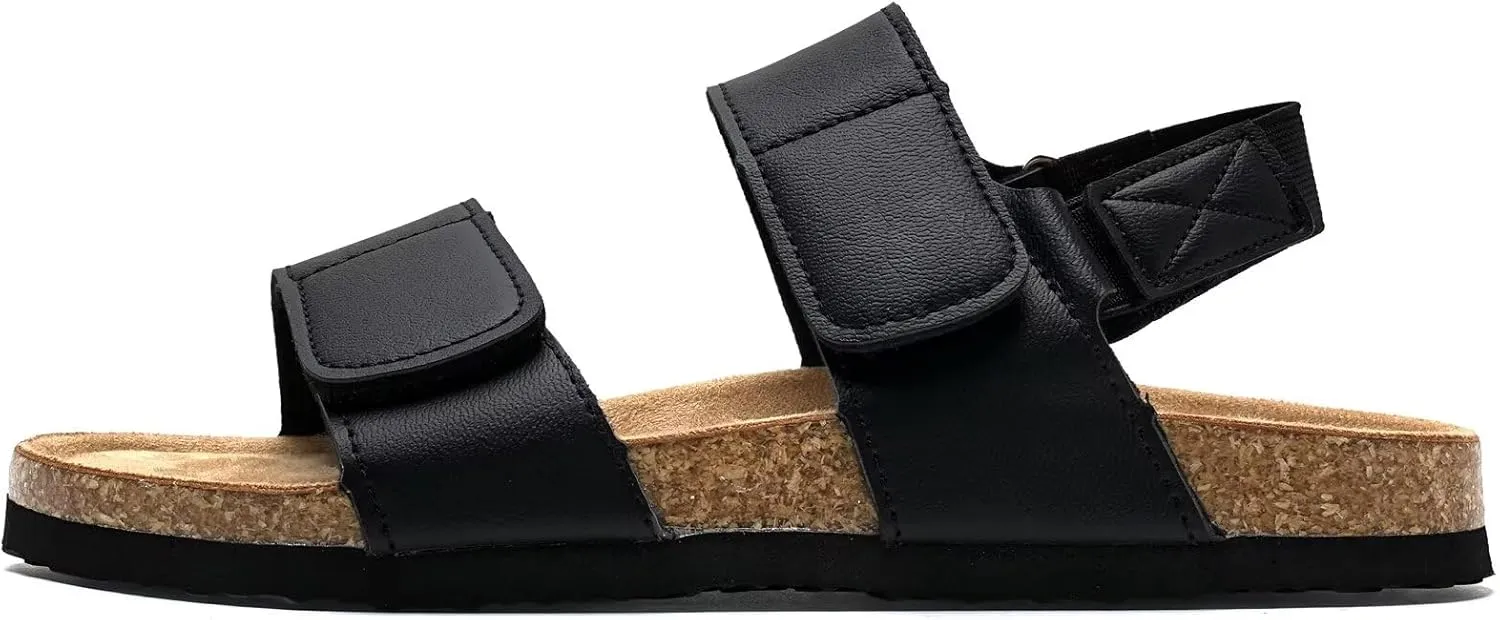 Torotto Girls Boys Sandals with Cork Footbed Adjustable Straps Summer Glitter Slides Sandals Open Toes Flat for Kids Toddler