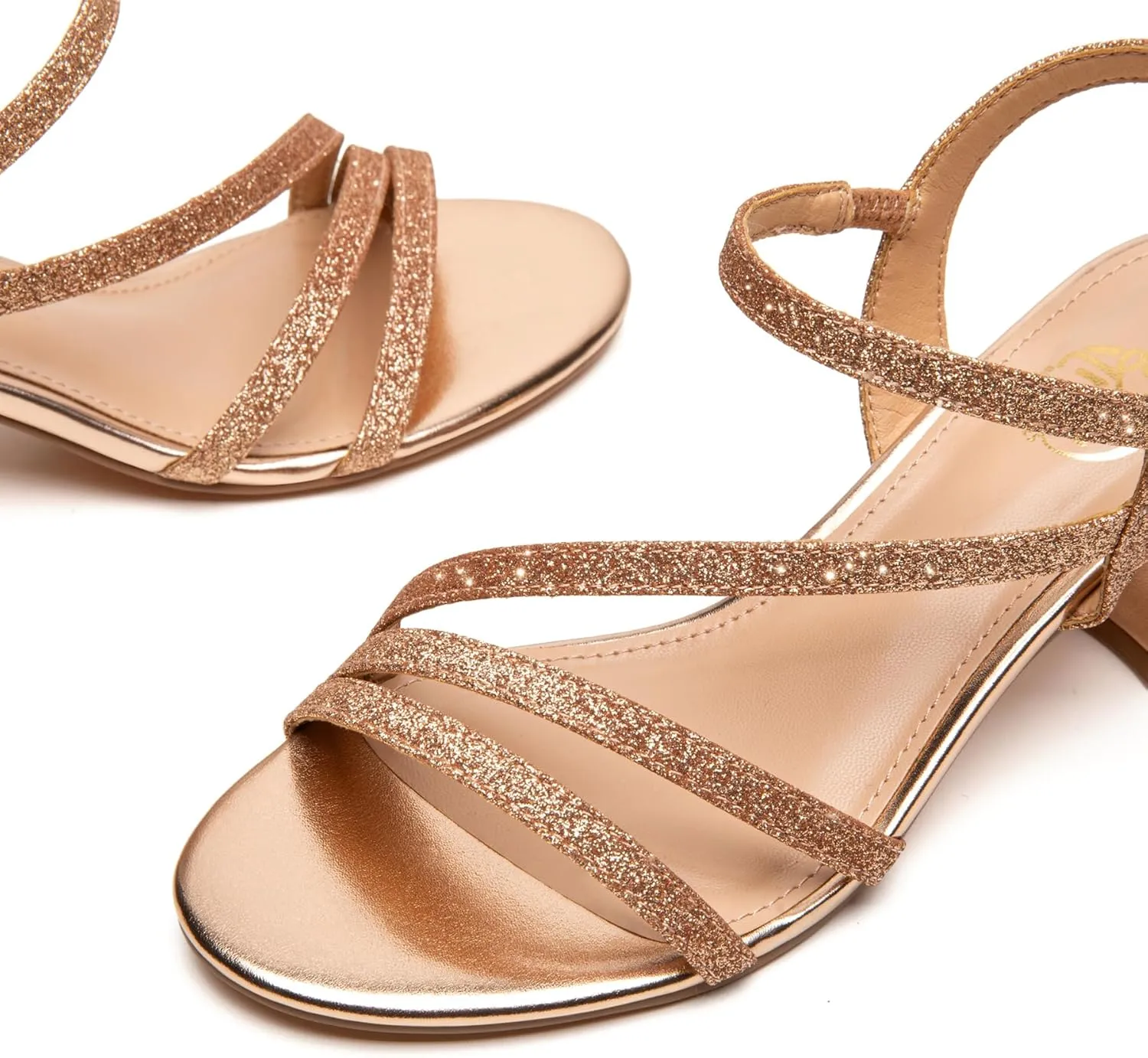 Trary Strappy Heels for Women, Sandals Women Dressy, 2.16 inch Low Block Heels for Women