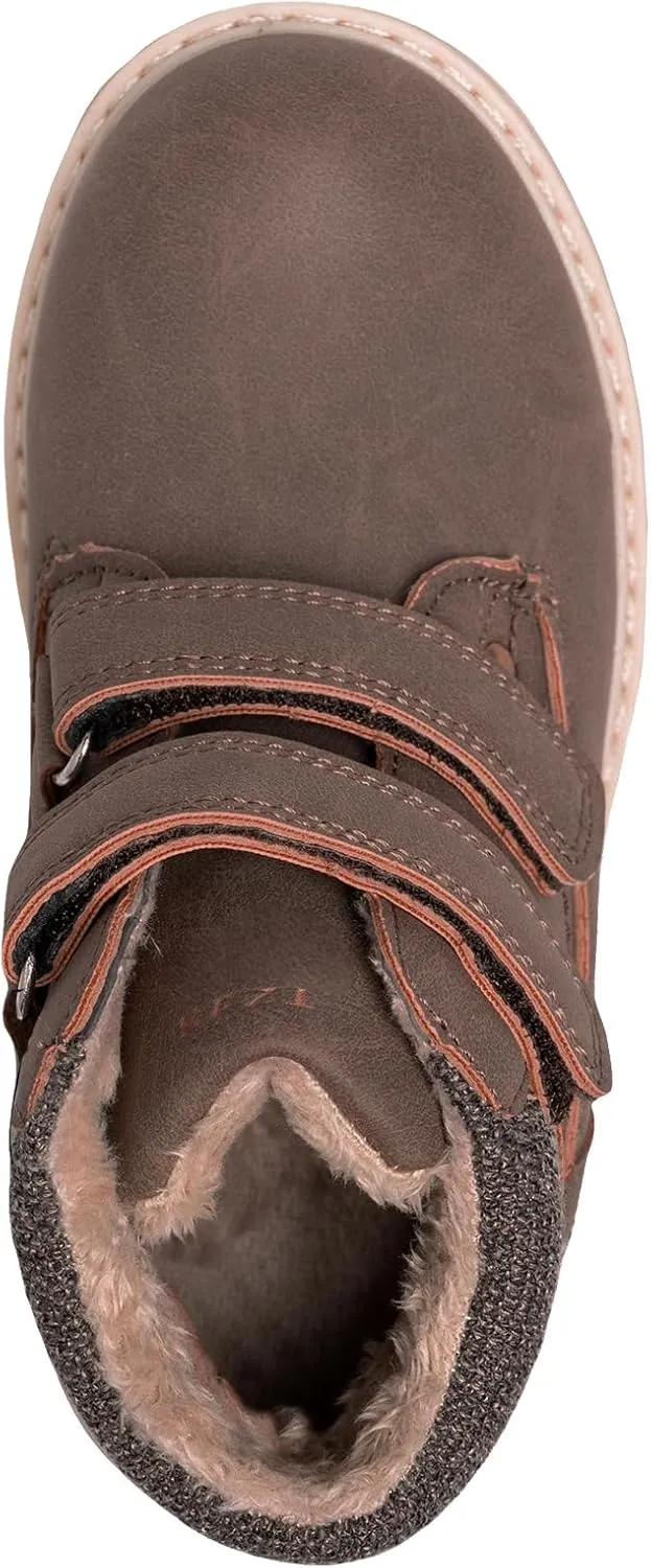 TZJS Kids' Hiking Work Boots for Boys Girls, Waterproof Outdoor Ankle Boots with Hook and Loop