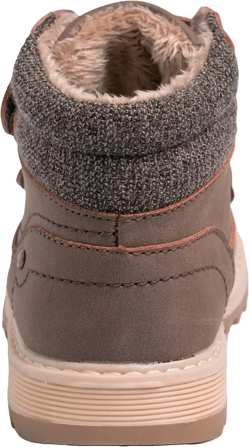 TZJS Kids' Hiking Work Boots for Boys Girls, Waterproof Outdoor Ankle Boots with Hook and Loop