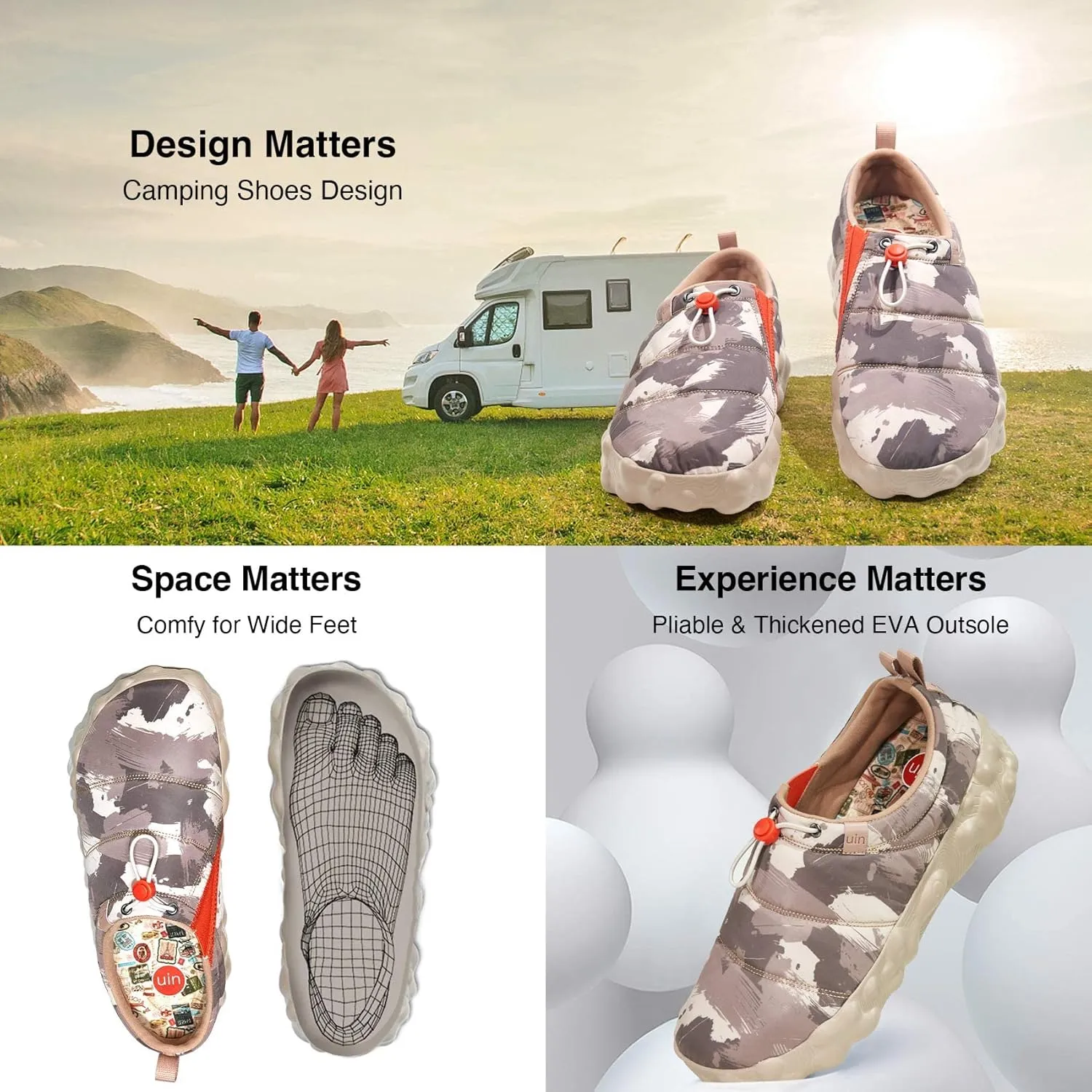 UIN Men's Camping Walking Travel Shoes Casual Slip On Loafers Lightweight Art Painted Fashion Sneaker Toledo
