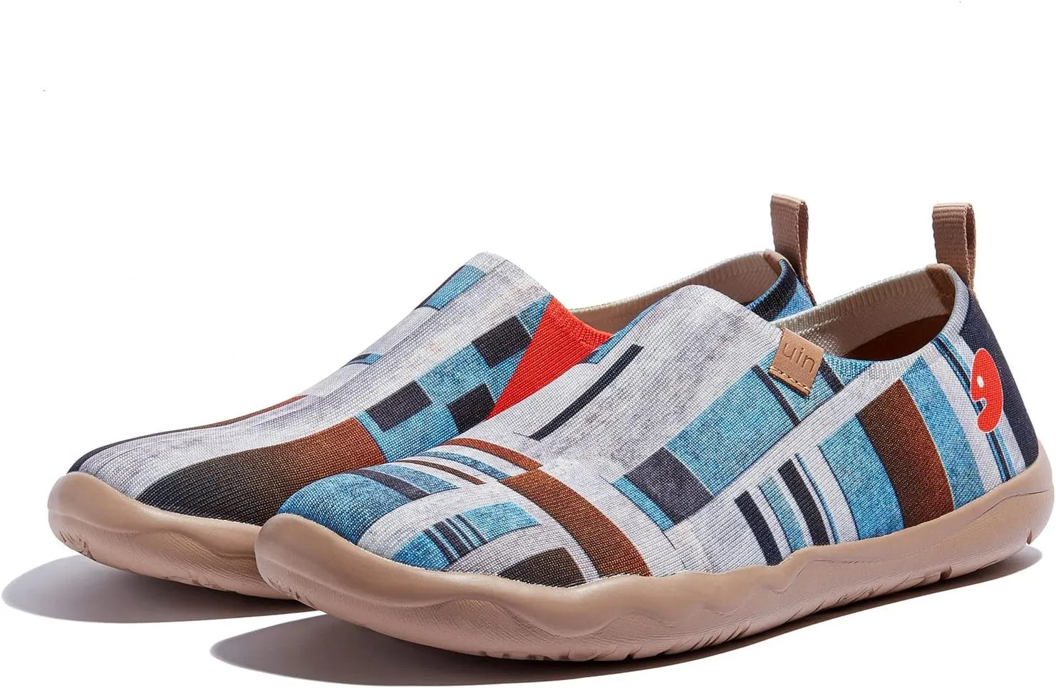 UIN Men's Loafers Painted Travel Shoes Slip On Walking Casual Lightweight Comfort Fashion Sneaker ToledoⅠColor & Geometry