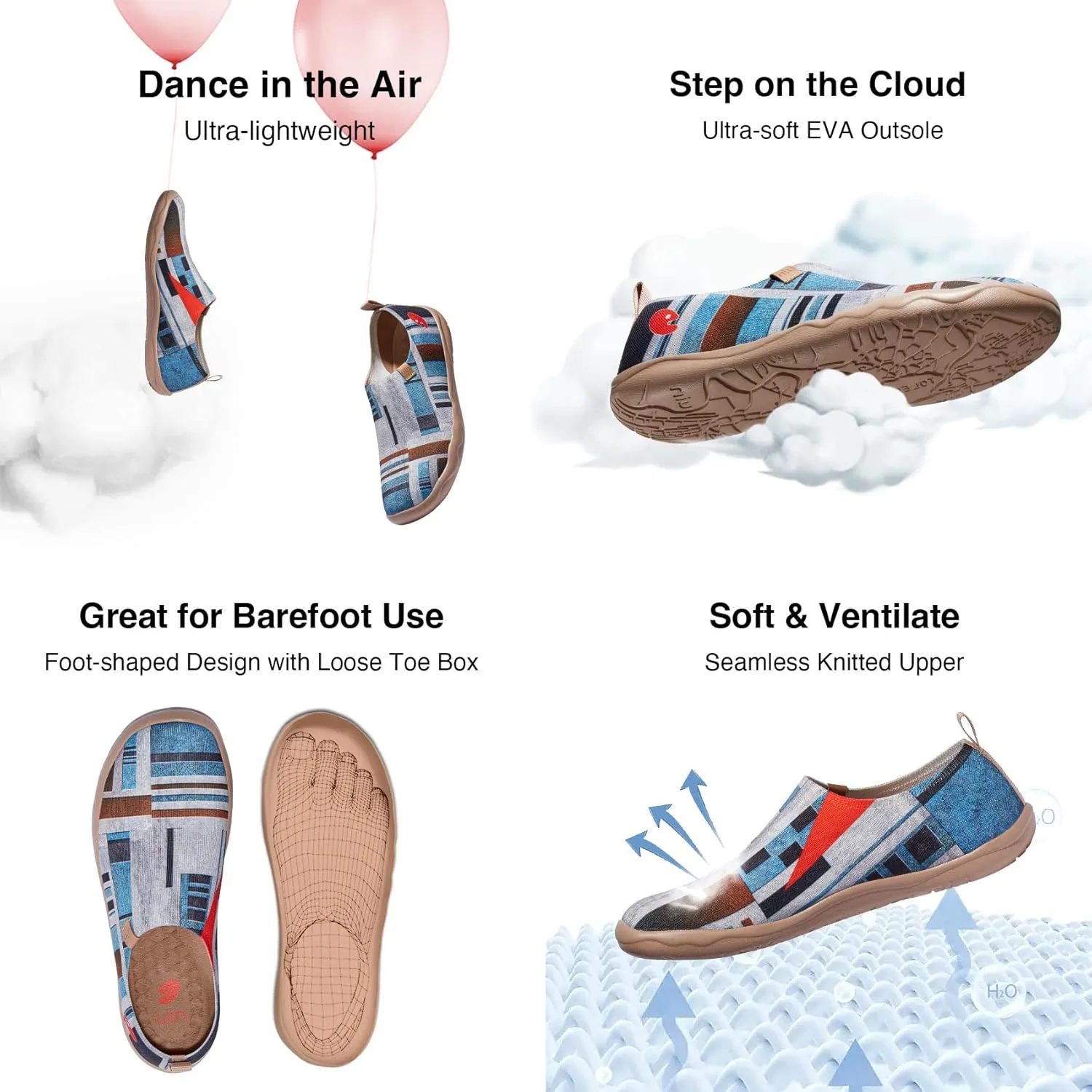 UIN Men's Loafers Painted Travel Shoes Slip On Walking Casual Lightweight Comfort Fashion Sneaker ToledoⅠColor & Geometry