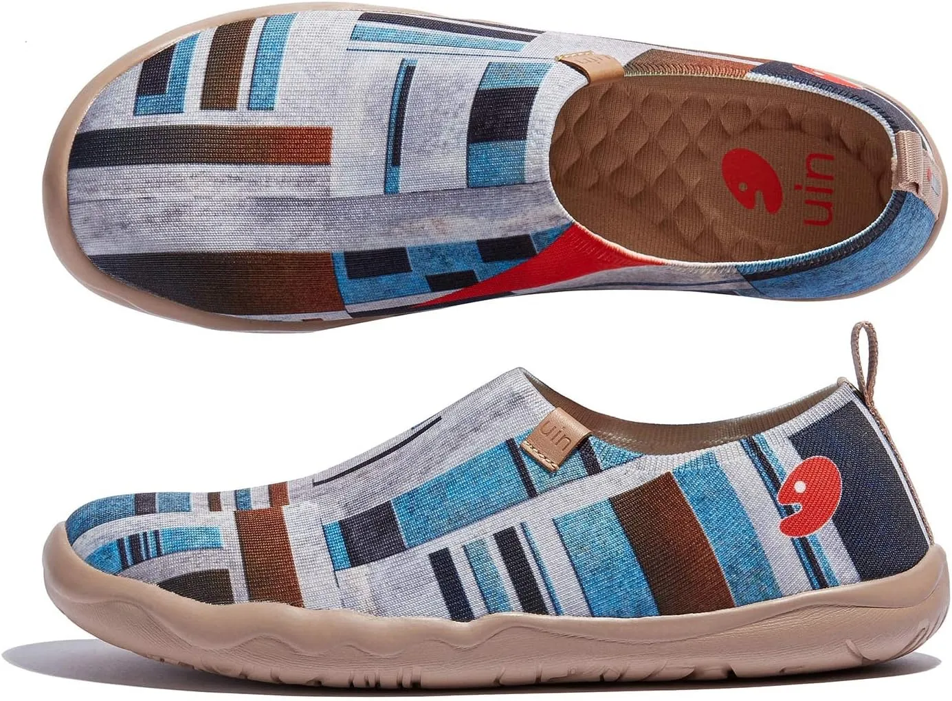 UIN Men's Loafers Painted Travel Shoes Slip On Walking Casual Lightweight Comfort Fashion Sneaker ToledoⅠColor & Geometry