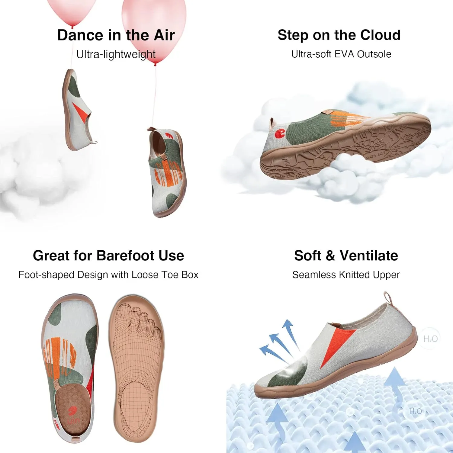 UIN Men's Loafers Painted Travel Shoes Slip On Walking Casual Lightweight Comfort Fashion Sneaker ToledoⅠColor & Geometry