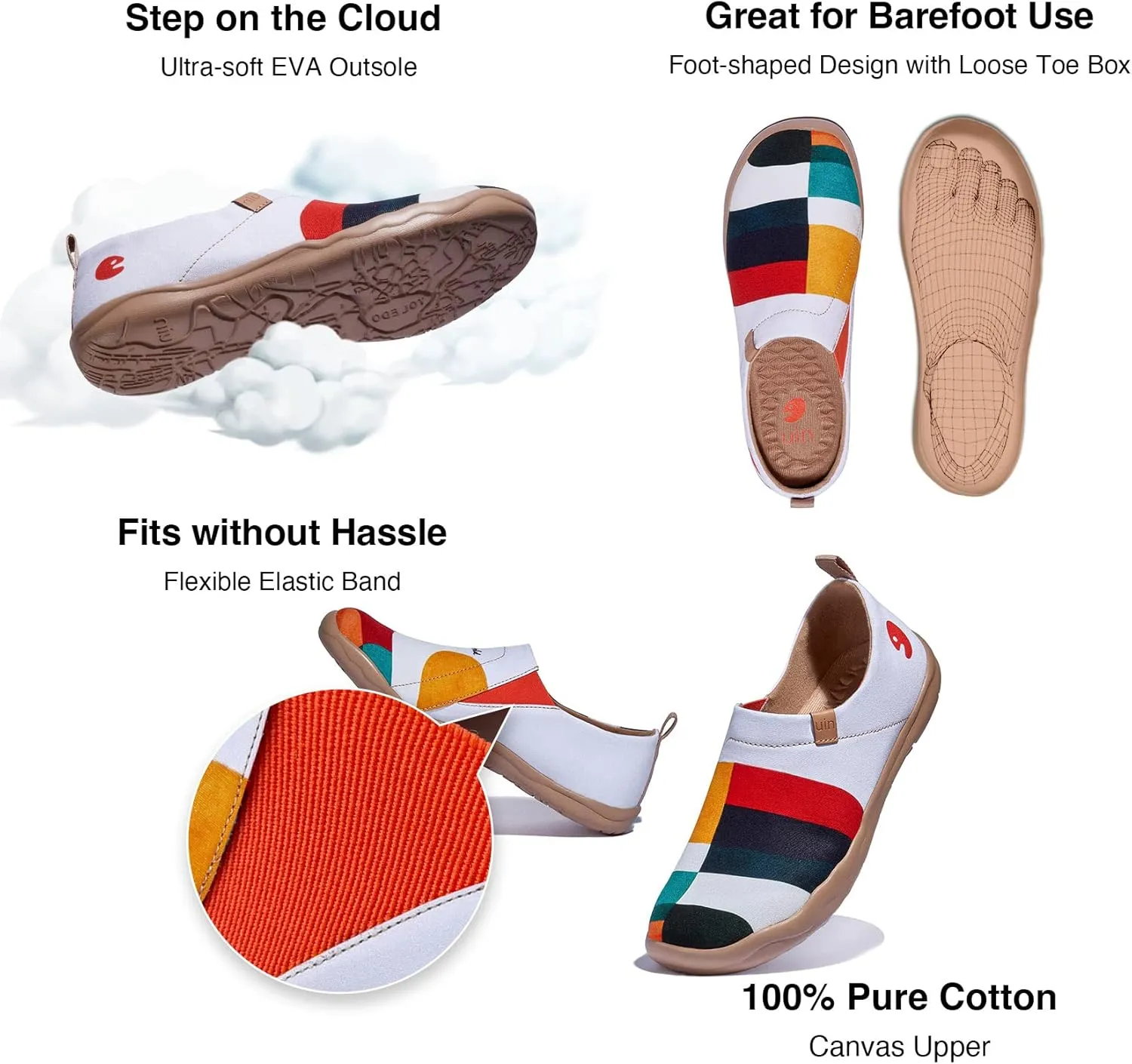 UIN Men's Loafers Painted Travel Shoes Slip On Walking Casual Lightweight Comfort Fashion Sneaker ToledoⅠColor & Geometry