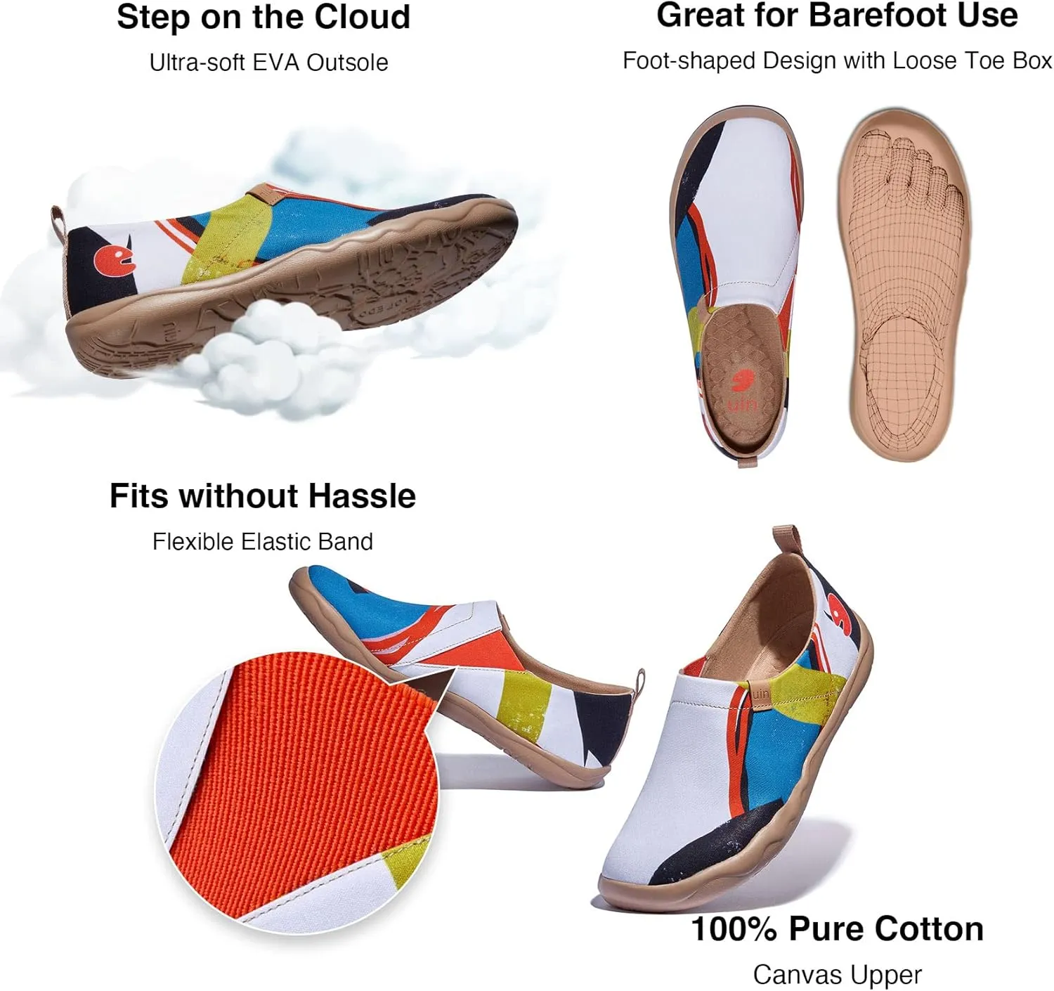 UIN Men's Loafers Painted Travel Shoes Slip On Walking Casual Lightweight Comfort Fashion Sneaker ToledoⅠColor & Geometry