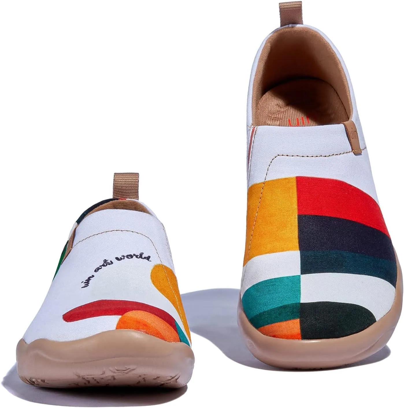 UIN Men's Loafers Painted Travel Shoes Slip On Walking Casual Lightweight Comfort Fashion Sneaker ToledoⅠColor & Geometry