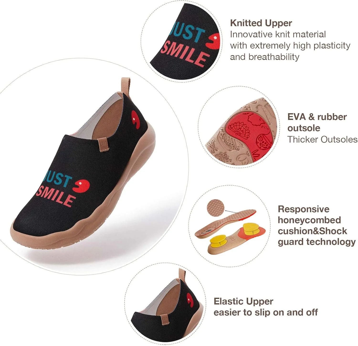 UIN Men's Loafers Travel Shoes Slip On Knitted Walking Shoes Casual Lightweight Comfort Fashion Sneaker Love Confession Toledo Ⅱ