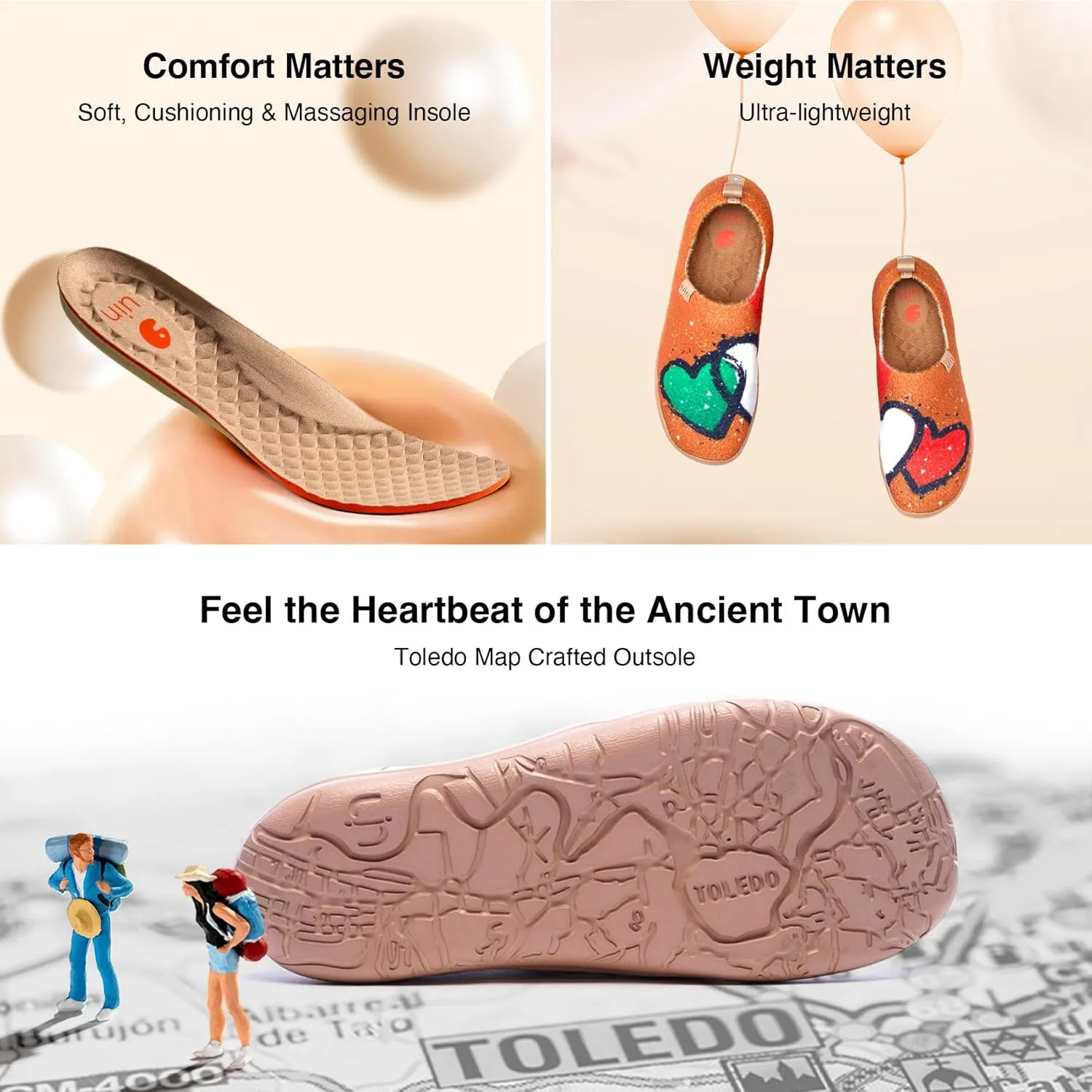 UIN Women's Art Travel Shoes Slip On Casual Cozy Loafers Lightweight Comfort Fashion Sneaker Toledo Ⅰ