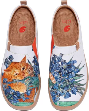 UIN Women's Art Travel Shoes Slip On Casual Loafers Lightweight Comfort Fashion Sneaker Fat Cat Art Toledo Ⅰ Love Irises' Smell (7)