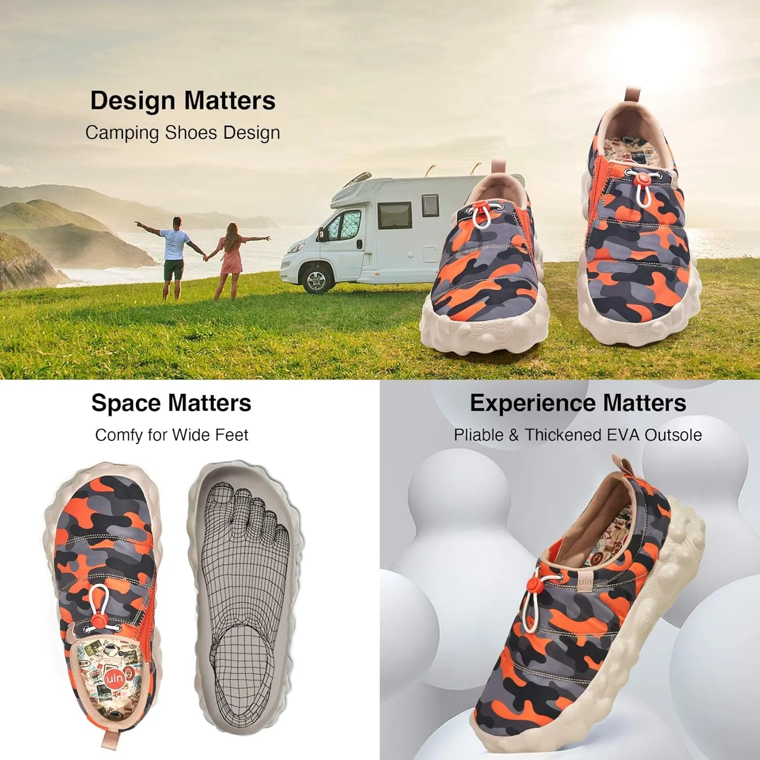 UIN Women's Camping Walking Travel Shoes Casual Slip On Loafers Lightweight Art Painted Fashion Sneaker Toledo Series