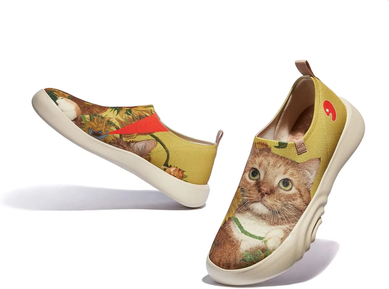 UIN x FatCatArt Collaboration Slip Ons Casual Loafers Lightweight Comfortable Sneakers Art Travel Shoes