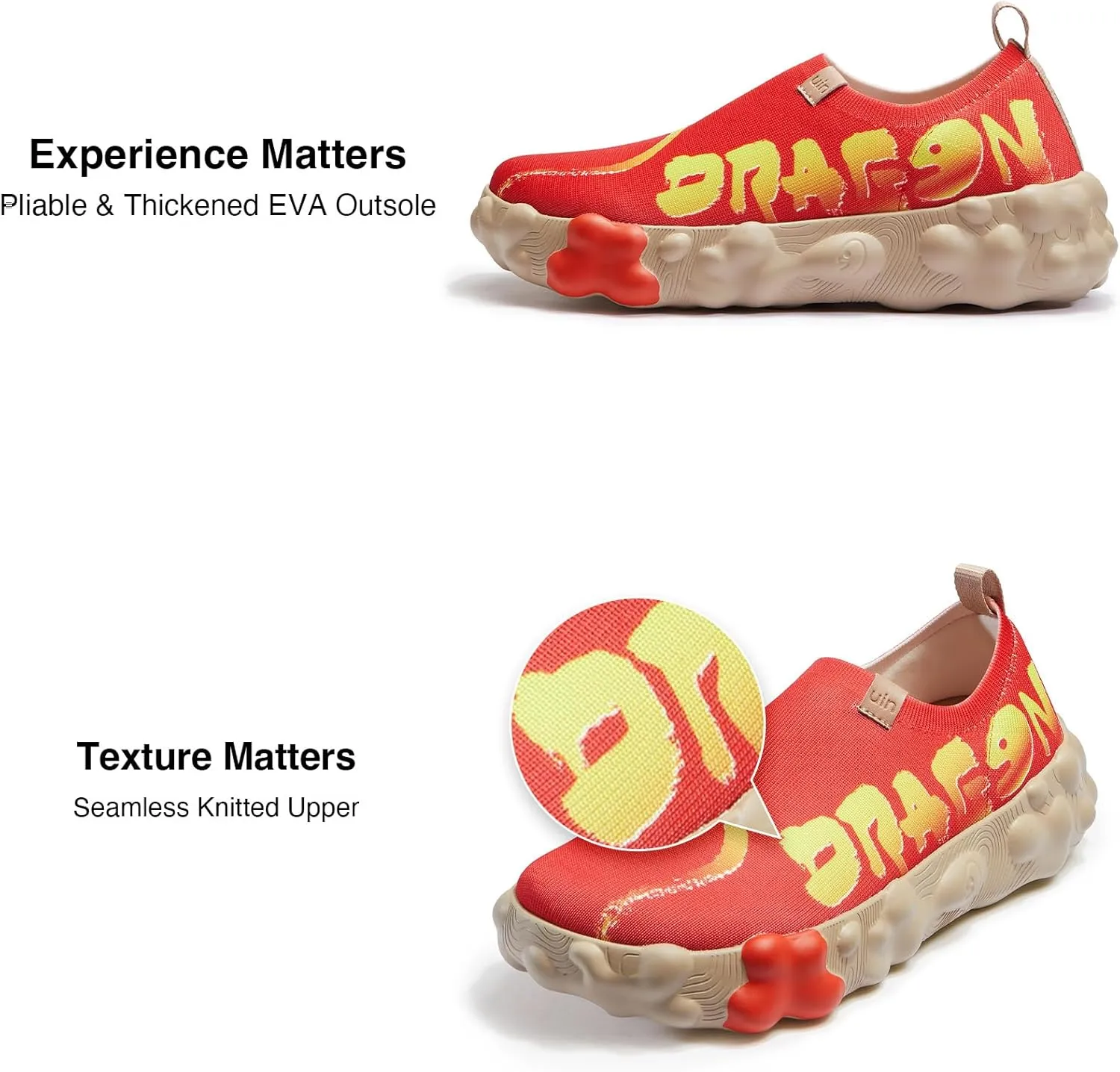 UIN Year of The Dragon Women's Travel Walking Shoes Slip On Casual Loafers 2024 Chinese Lunar New Year